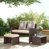 Outsunny 3 Pieces PE Rattan Patio Furniture with Cushions, Outdoor Wicker Conversation Sofa Sets w/ Footstools and Two Pillows, for Poolside, Backyard, Garden, Beige