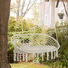 Outsunny Patio Hammock Chair 2 Seat, Hanging Rope Hammock Swing Chair with Metal Frame and Cushion, Large Macrame Seat for Indoor and Outdoor 396 lbs Capacity, Cream White
