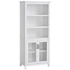 HOMCOM 3-Tier Multifunctional Bookcase, Storage Bookshelf, Display Shelves with Glass Doors, Open Compartments and Adjustable Shelves for Home Office, Living Room, Study, White