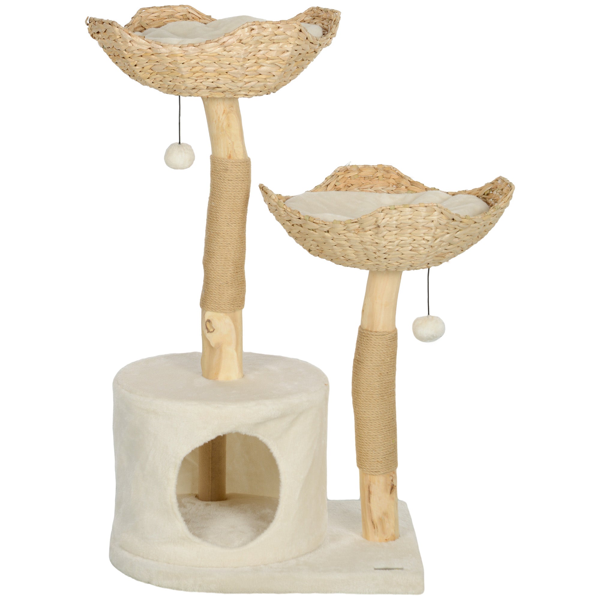 PawHut Cat Tree, 37" Cat Tower for Indoor Cats, Modern Cat Tree with Wooden Scratching Posts, Cat Condo, Cat Beds, Toy Balls, Washable Cushions, Anti-Tip Kit, Tree for Kittens & Adult Cats