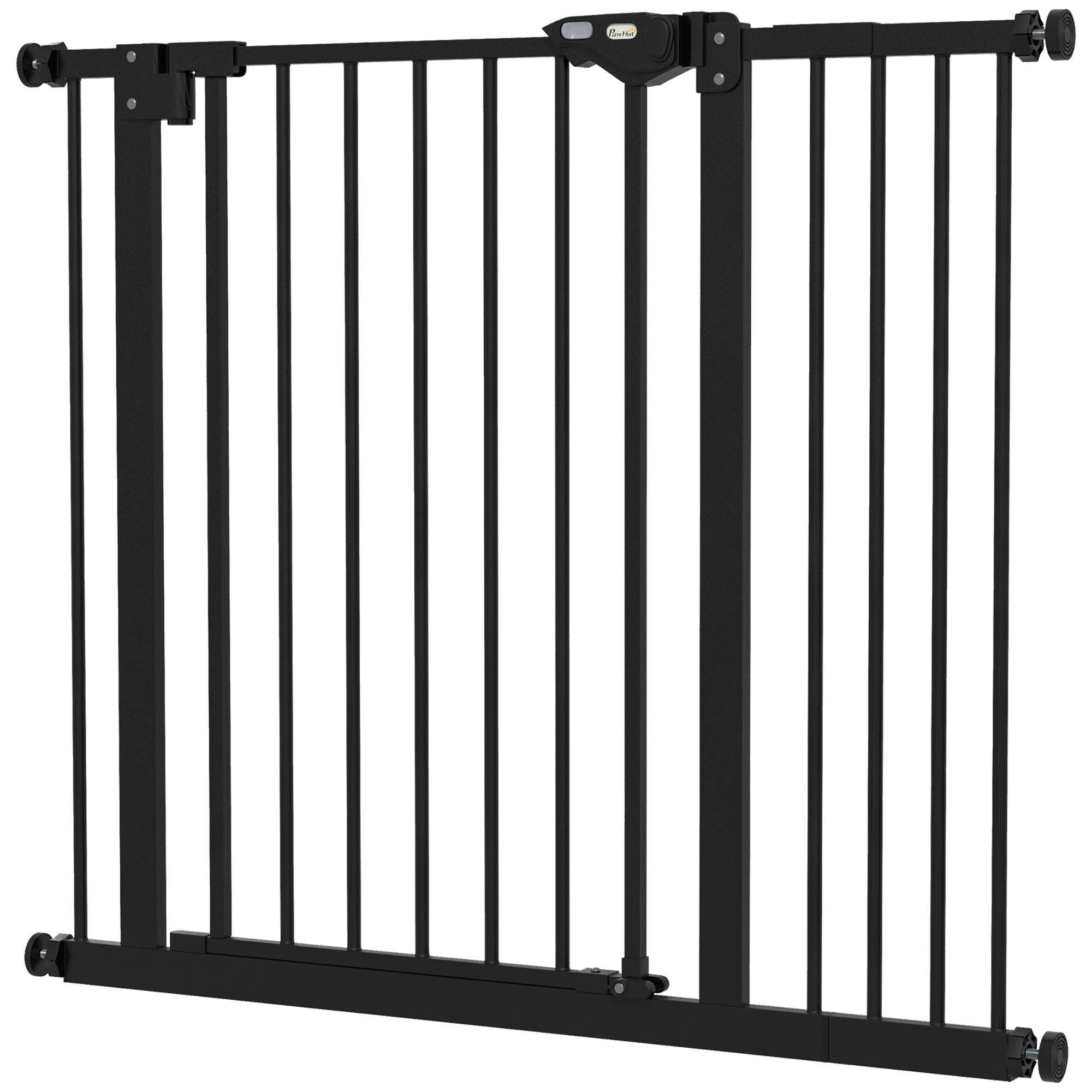PawHut Dog Gate Stair Gate Pressure Fit Pets Barrier Auto Close for Doorway Hallway, 74-94cm Wide Adjustable, Black