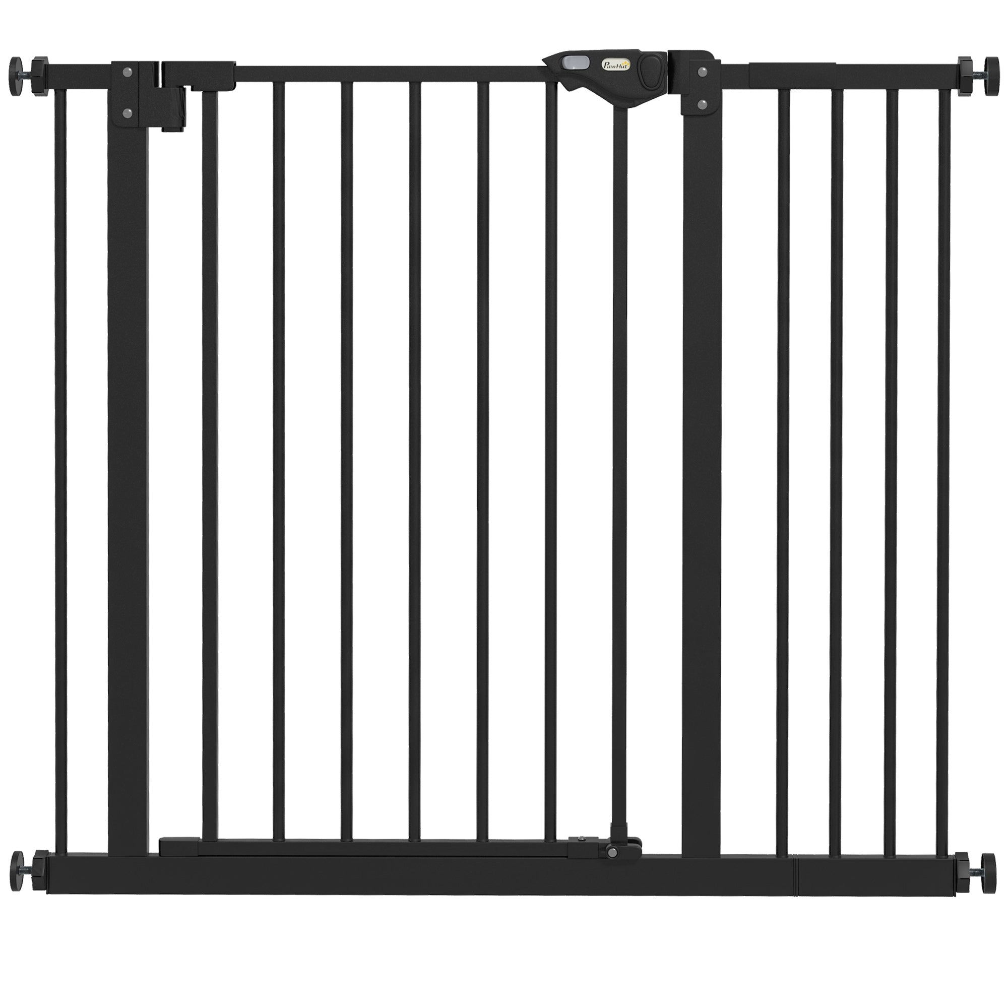 PawHut Dog Gate Stair Gate Pressure Fit Pets Barrier Auto Close for Doorway Hallway, 74-94cm Wide Adjustable, Black