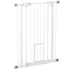 PawHut 36"H Dog Gate with Cat Door, Pet Gate with Small Door, Easy Open Indoor Dog Gates for Doorways, House, Stair, 29"-32" Long, White