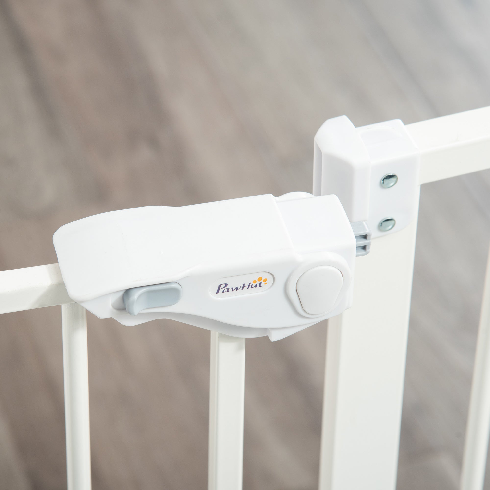 PawHut 36"H Dog Gate with Cat Door, Pet Gate with Small Door, Easy Open Indoor Dog Gates for Doorways, House, Stair, 29"-32" Long, White