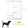 PawHut 36"H Dog Gate with Cat Door, Pet Gate with Small Door, Easy Open Indoor Dog Gates for Doorways, House, Stair, 29"-32" Long, White