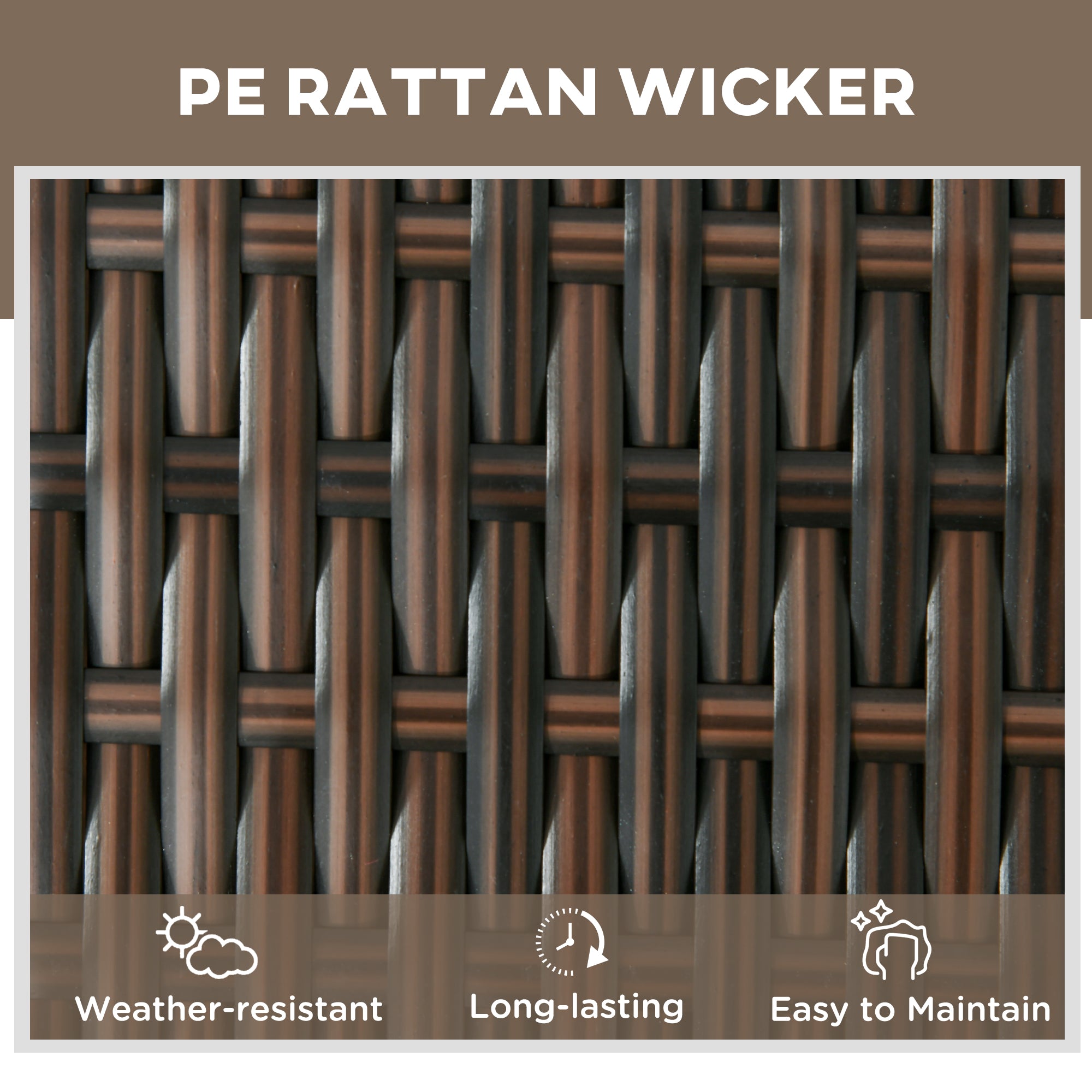 Outsunny 3 Pieces Wicker Patio Lounger Set with Table, PE Rattan Outdoor Lounge Chair Set with Cushions, Wheels, 5-Level Reclining Backrest, Headrest, Dark Grey