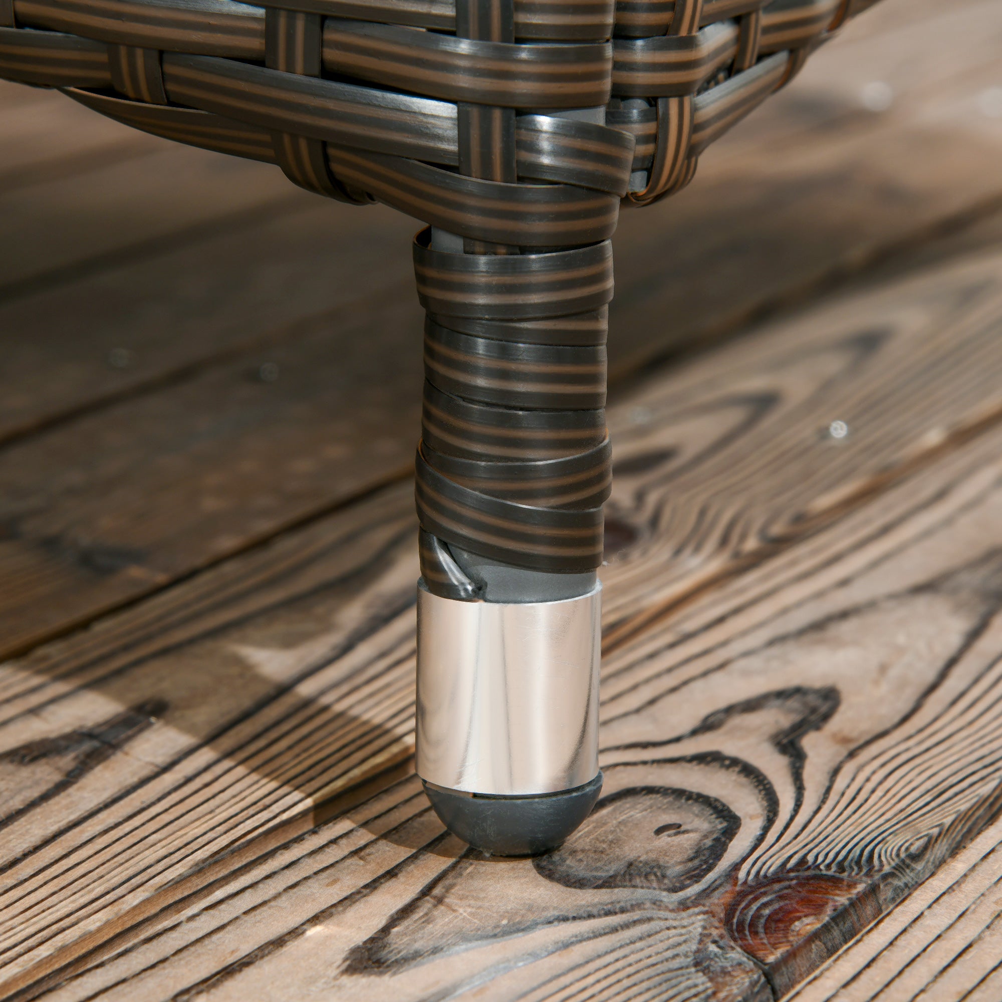 Outsunny 3 Pieces Wicker Patio Lounger Set with Table, PE Rattan Outdoor Lounge Chair Set with Cushions, Wheels, 5-Level Reclining Backrest, Headrest, Dark Grey