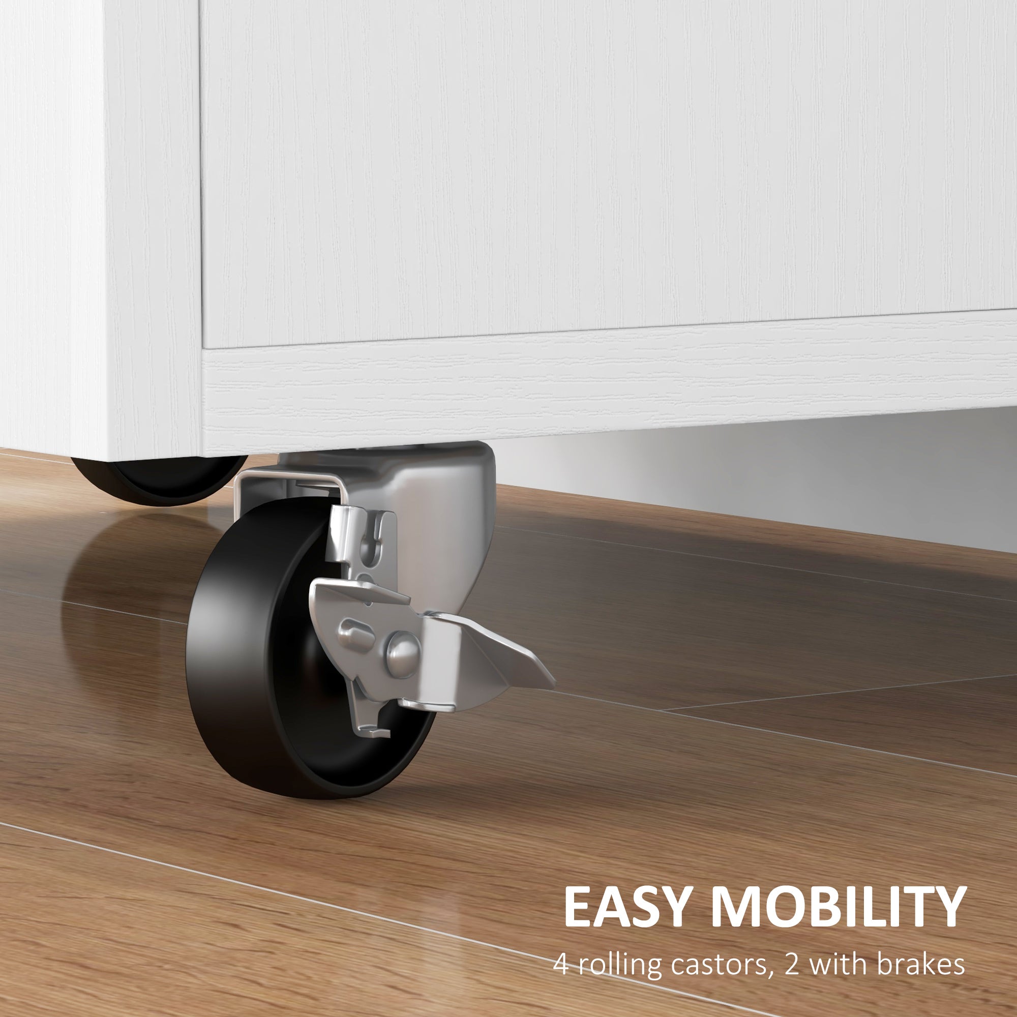 HOMCOM Kitchen Island with Storage, Rolling Kitchen Cart with Rubberwood Top, Drawer, Spice Rack, Towel Rack, Cabinet and Adjustable Shelf (Distressed White)