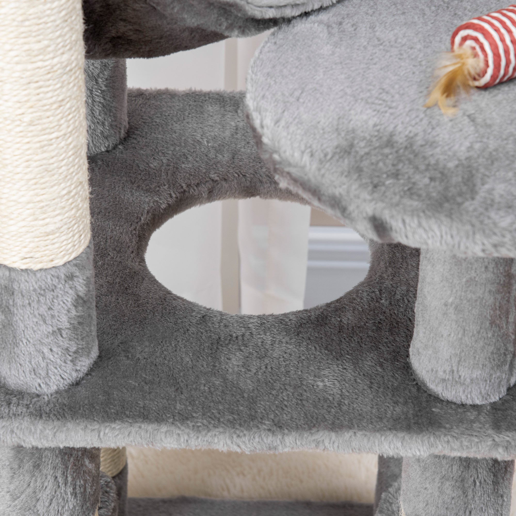 PawHut Cat Tree, 52" Multi-Level Cat Tower with Hammock, Cat Bed, Sisal Scratching Posts, Grey
