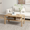 HOMCOM 2 Tier Coffee Table with Storage Shelf, Rectangular Center Table for Living Room, Home Office Furniture Nature Wood