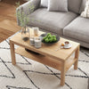 HOMCOM 2 Tier Coffee Table with Storage Shelf, Rectangular Center Table for Living Room, Home Office Furniture Nature Wood