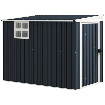 Outsunny 4' x 8' Outdoor Storage Shed, Metal Garden Shed with Window, 2 Vents and Lockable Door, for Backyard, Garden, Lawn, Dark Grey