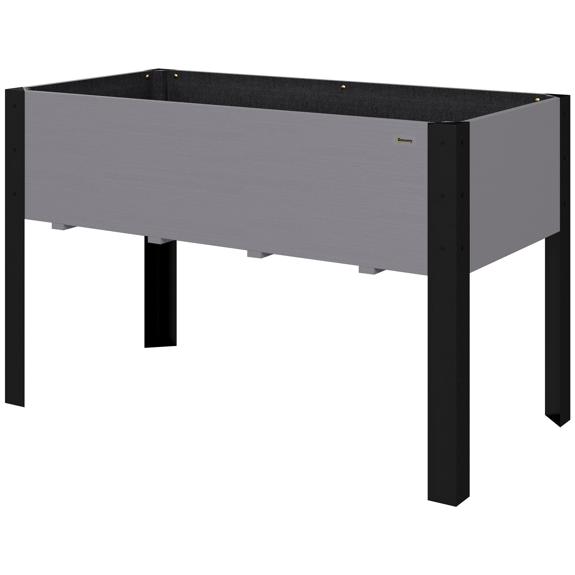 Outsunny Raised Garden Bed, Elevated Planter Box, 47"x24"x29" with Legs, Metal Frame, Wooden Planter Pot for Backyard, Patio to Grow Vegetables, Herbs, and Flowers, Grey
