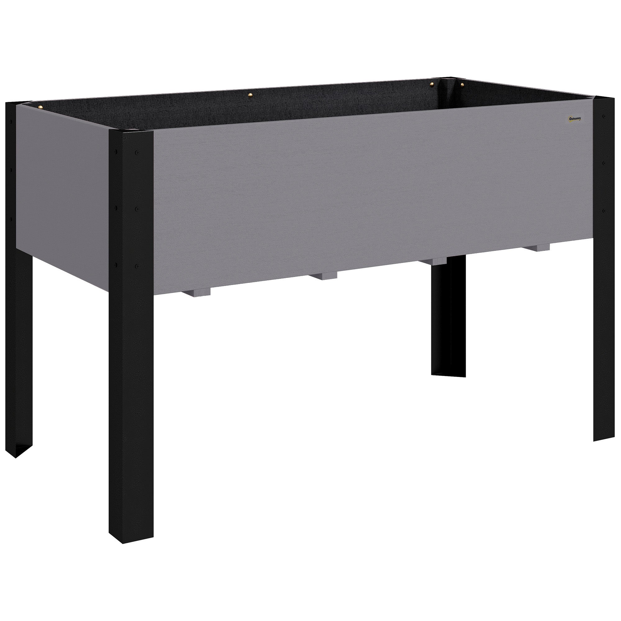 Outsunny Raised Garden Bed, Elevated Planter Box, 47"x24"x29" with Legs, Metal Frame, Wooden Planter Pot for Backyard, Patio to Grow Vegetables, Herbs, and Flowers, Grey