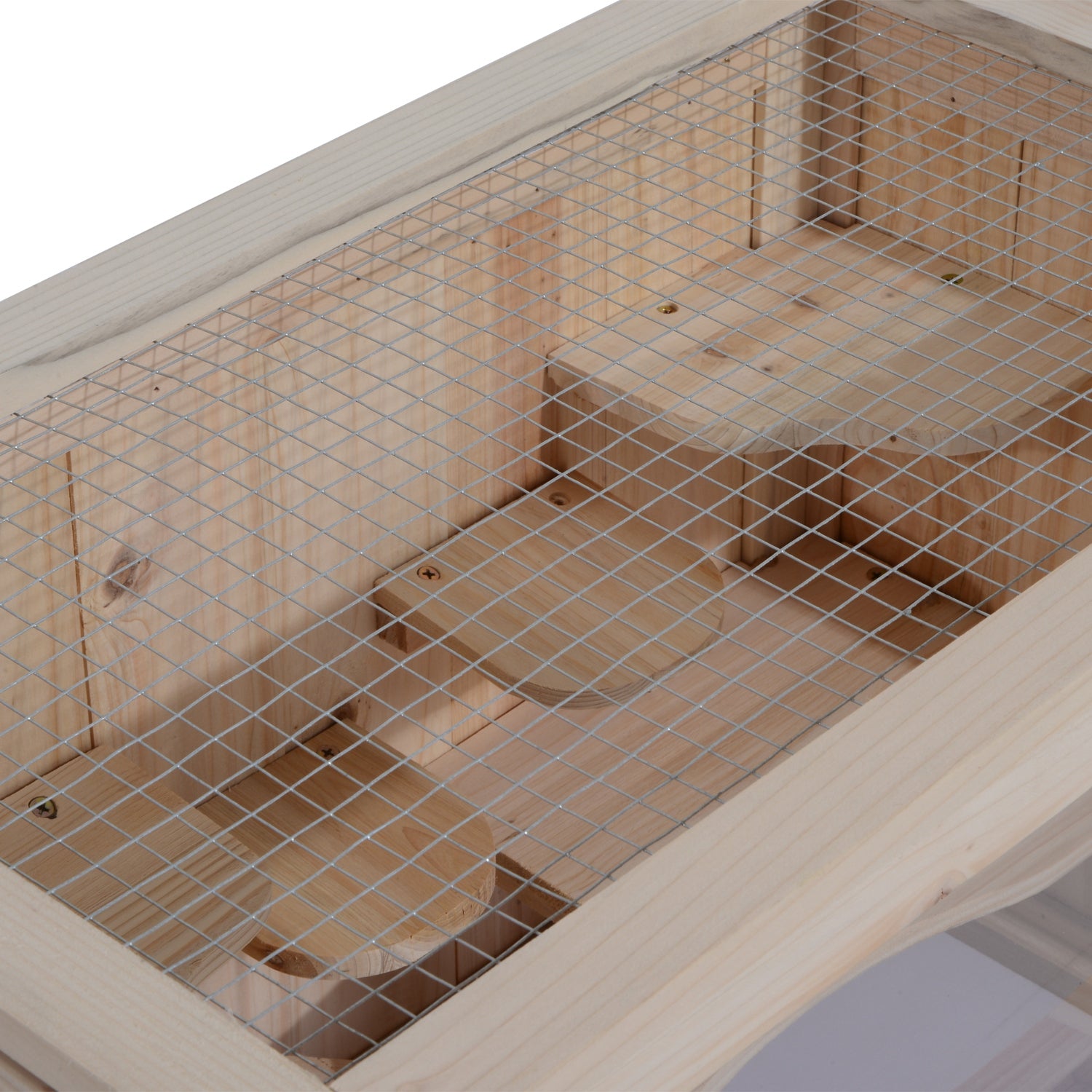 PawHut 24 Inch Hamster Cage, 2 Levels Small Animals Cage with Openable Roof, Run Space, Platforms, Pet House for Dwarf Hamsters, Gerbils, Chinchillas, Natural Wood
