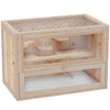 PawHut 24 Inch Hamster Cage, 2 Levels Small Animals Cage with Openable Roof, Run Space, Platforms, Pet House for Dwarf Hamsters, Gerbils, Chinchillas, Natural Wood