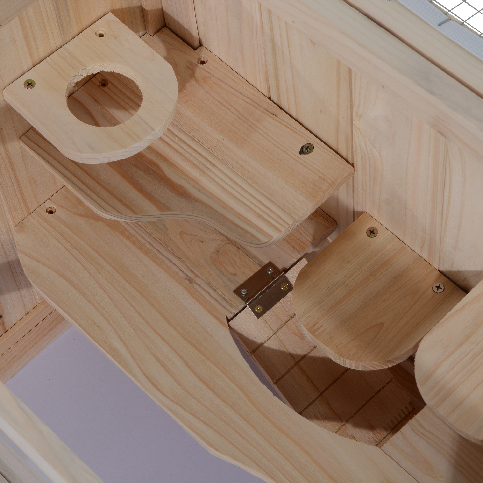 PawHut 24 Inch Hamster Cage, 2 Levels Small Animals Cage with Openable Roof, Run Space, Platforms, Pet House for Dwarf Hamsters, Gerbils, Chinchillas, Natural Wood