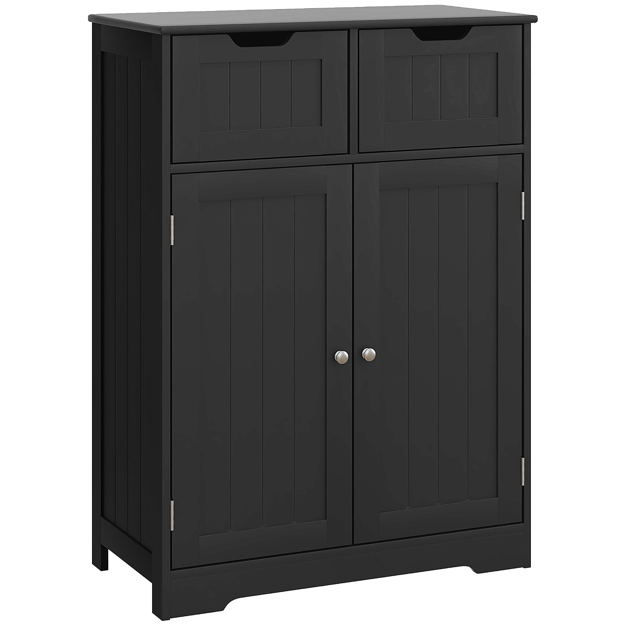 kleankin Freestanding Bathroom Storage Cabinet, Floor Cupboard with 2 Drawers, Adjustable Shelf, for Bathroom, Living Room or Entryway, Black