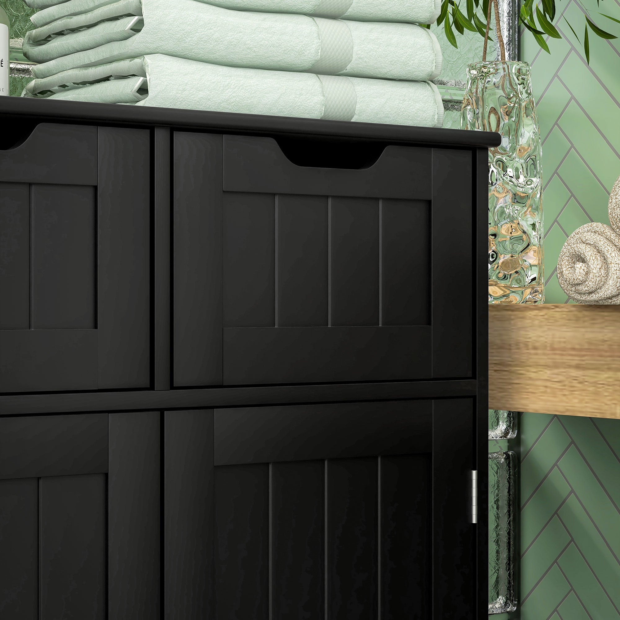 kleankin Freestanding Bathroom Storage Cabinet, Floor Cupboard with 2 Drawers, Adjustable Shelf, for Bathroom, Living Room or Entryway, Black