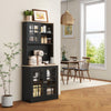 HOMCOM Kitchen Pantry, Buffet with Hutch with 3 Storage Cabinets, 2 Open Shelves and Large Countertop, Black
