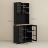 HOMCOM Kitchen Pantry, Buffet with Hutch with 3 Storage Cabinets, 2 Open Shelves and Large Countertop, Black