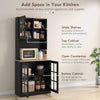 HOMCOM Kitchen Pantry, Buffet with Hutch with 3 Storage Cabinets, 2 Open Shelves and Large Countertop, Black
