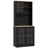 HOMCOM Kitchen Pantry, Buffet with Hutch with 3 Storage Cabinets, 2 Open Shelves and Large Countertop, Black