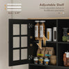 HOMCOM Kitchen Pantry, Buffet with Hutch with 3 Storage Cabinets, 2 Open Shelves and Large Countertop, Black