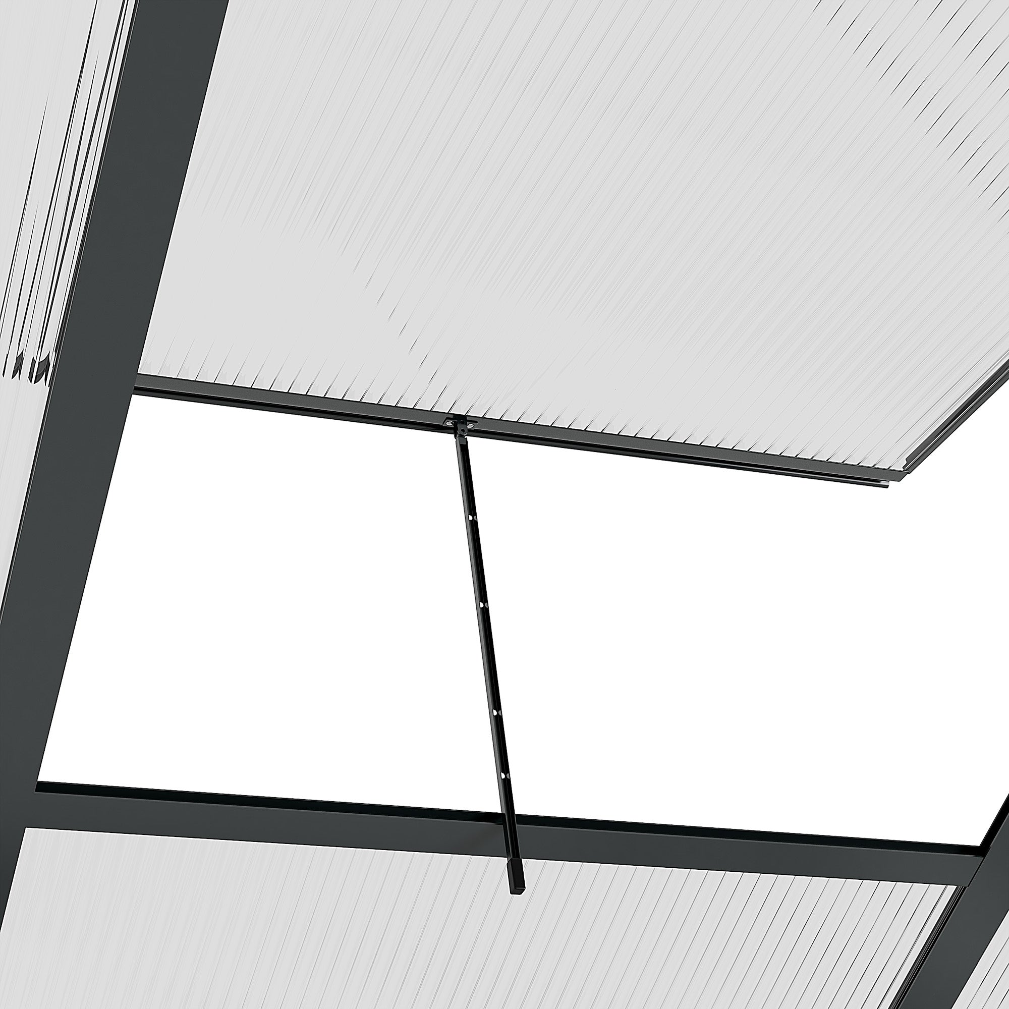 Outsunny 6' x 6' x 6.6' Polycarbonate Greenhouse, Walk-In Green House Kit Garden, Plants Grow, Galvanized Sheet Aluminum Frame with Rain Gutter, Vent and Sliding Door, Grey