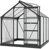 Outsunny 6' x 6' x 6.6' Polycarbonate Greenhouse, Walk-In Green House Kit Garden, Plants Grow, Galvanized Sheet Aluminum Frame with Rain Gutter, Vent and Sliding Door, Grey