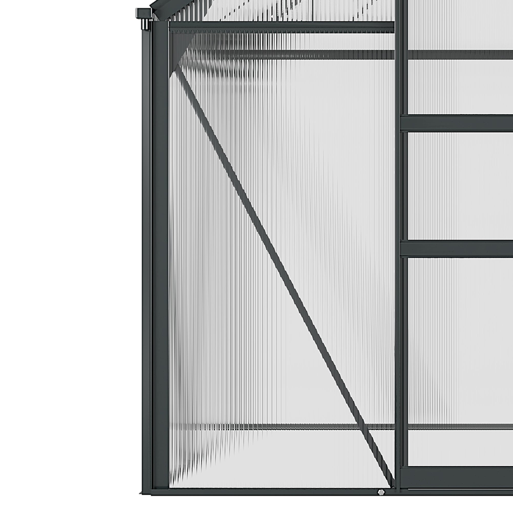 Outsunny 6' x 6' x 6.6' Polycarbonate Greenhouse, Walk-In Green House Kit Garden, Plants Grow, Galvanized Sheet Aluminum Frame with Rain Gutter, Vent and Sliding Door, Grey