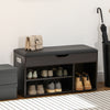 HOMCOM Shoe Bench Entryway Storage Rack with Padded Cushion PU Cover Hidden Storage for Hallway Living Room Bedroom, Black