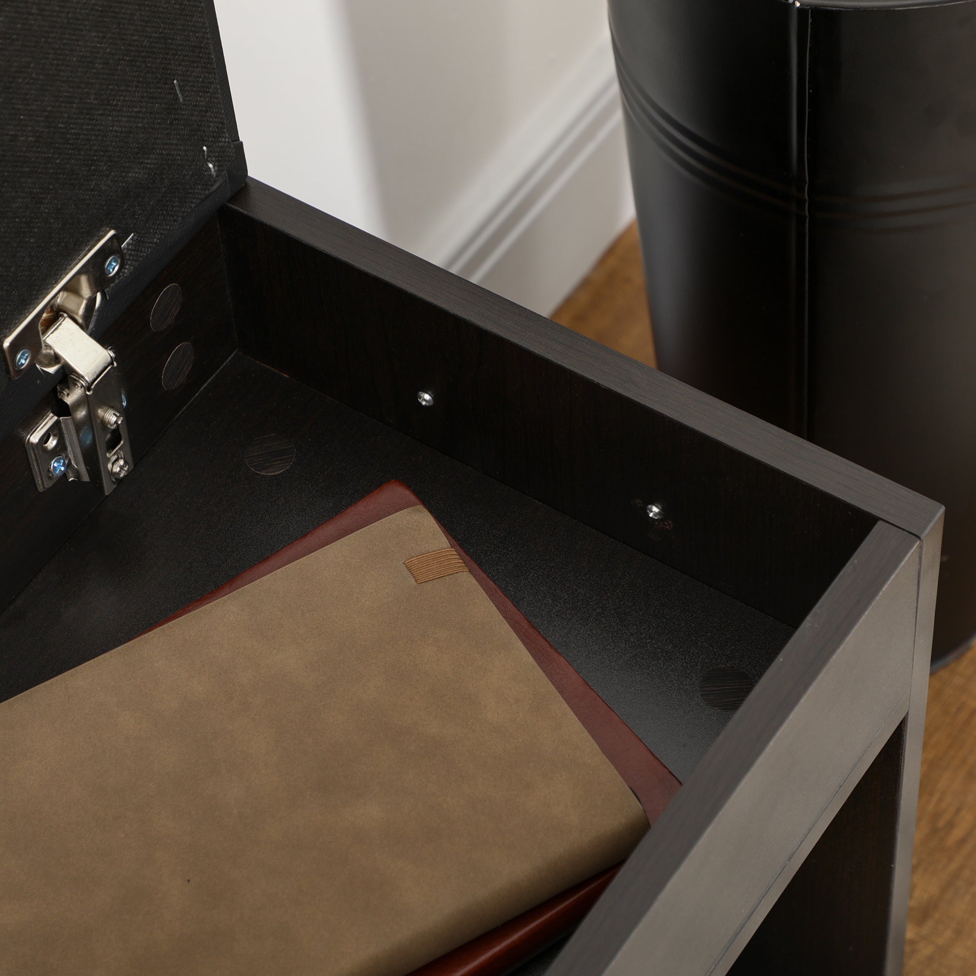 HOMCOM Shoe Bench Entryway Storage Rack with Padded Cushion PU Cover Hidden Storage for Hallway Living Room Bedroom, Black