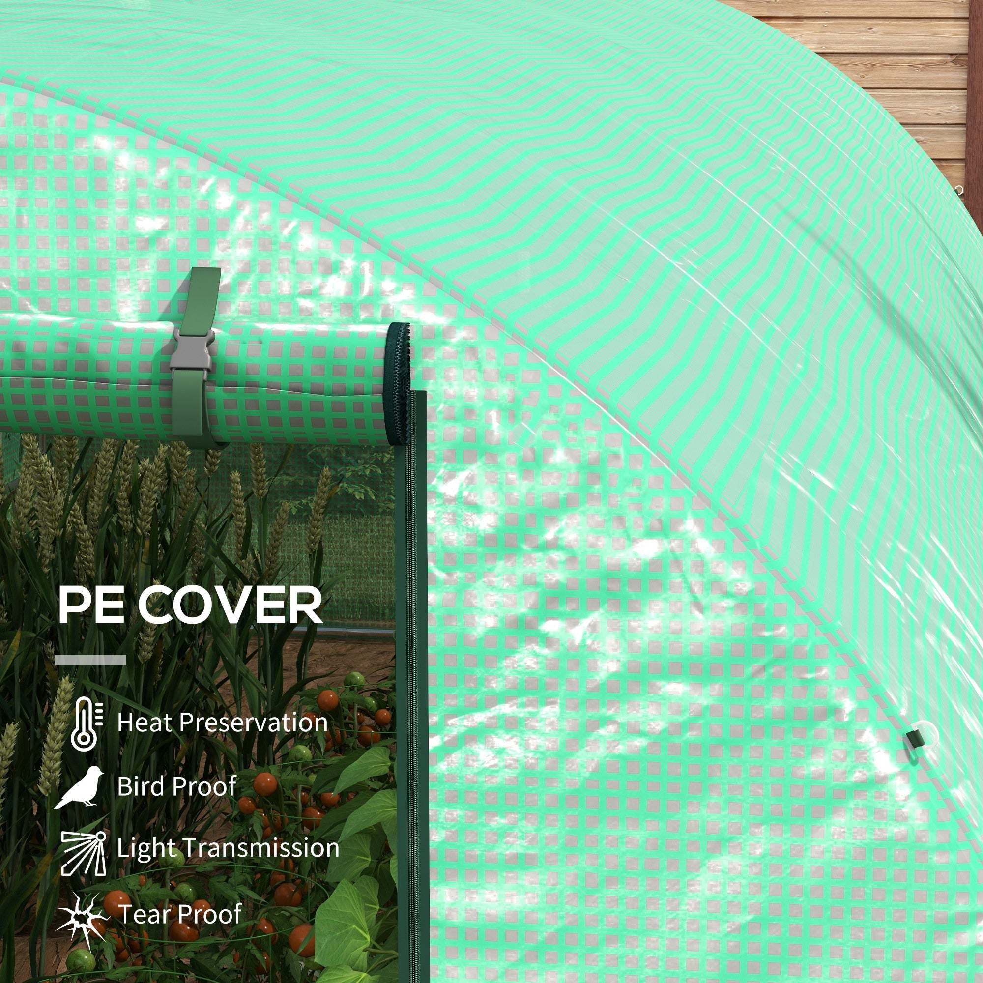 Outsunny 20' x 10' Tunnel Greenhouse with Sprinkler System, Walk-in Green House with Wide Roll-up Door, 12 Mesh Windows, Galvanised Steel Frame, Green