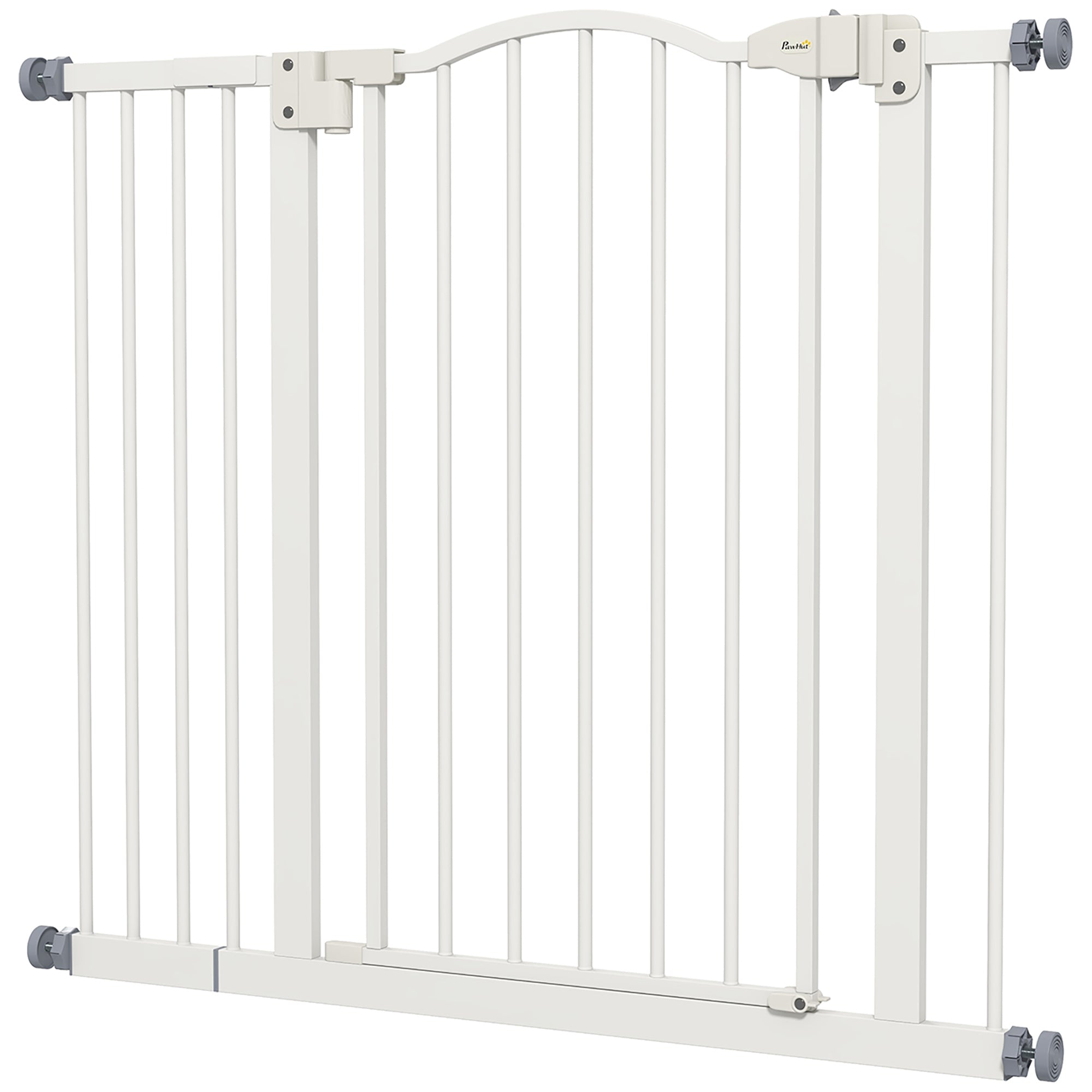 PawHut Pressure Fit Dog Stair Gate No Drilling Safety Gate Auto Close for Doorways, Hallways, 74-94cm Adjustable, 78cm Tall, White