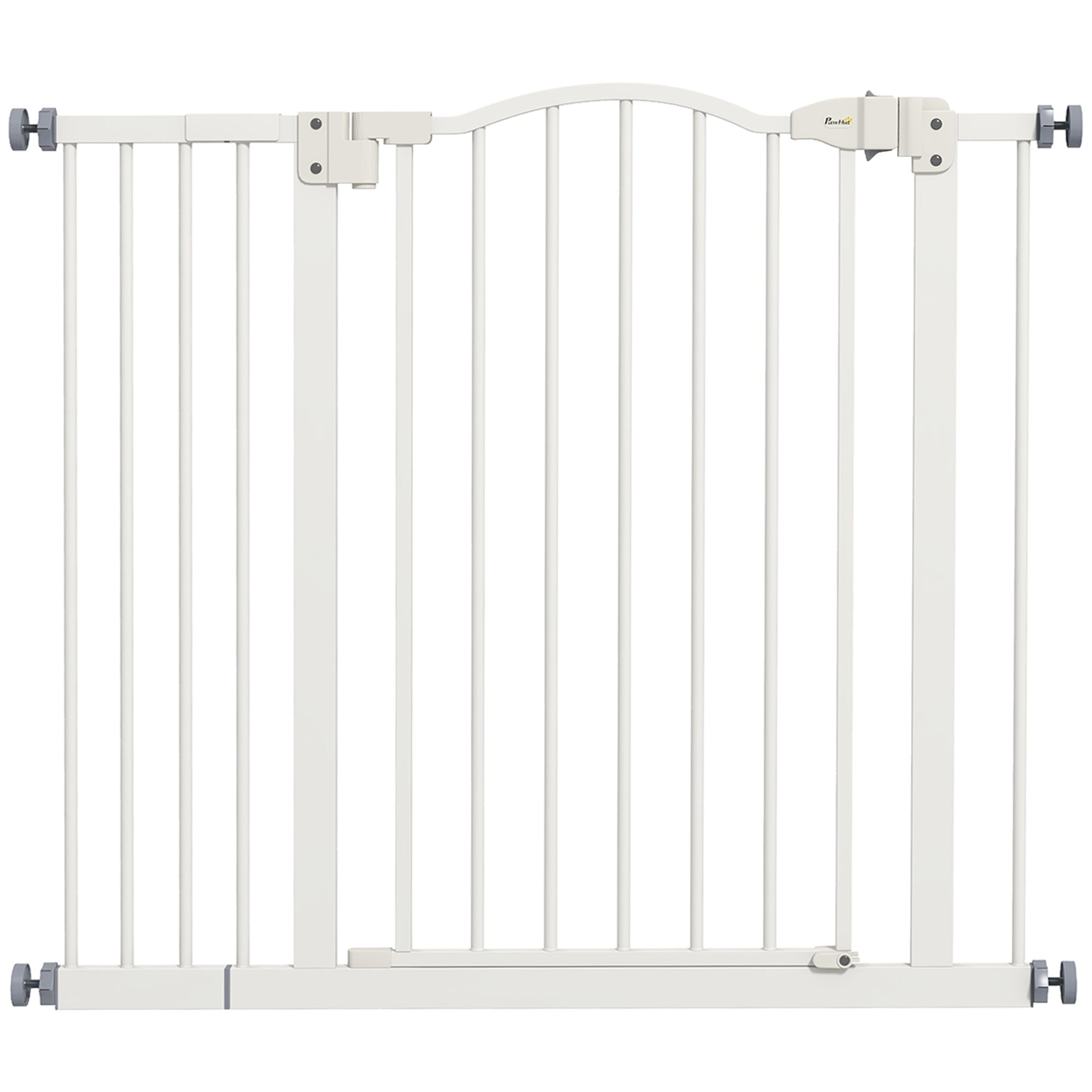 PawHut Pressure Fit Dog Stair Gate No Drilling Safety Gate Auto Close for Doorways, Hallways, 74-94cm Adjustable, 78cm Tall, White