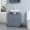HOMCOM Under Sink Bathroom Cabinet with 2 Doors and Shelf, Pedestal Sink Bathroom Vanity Furniture, Grey