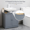 HOMCOM Under Sink Bathroom Cabinet with 2 Doors and Shelf, Pedestal Sink Bathroom Vanity Furniture, Grey