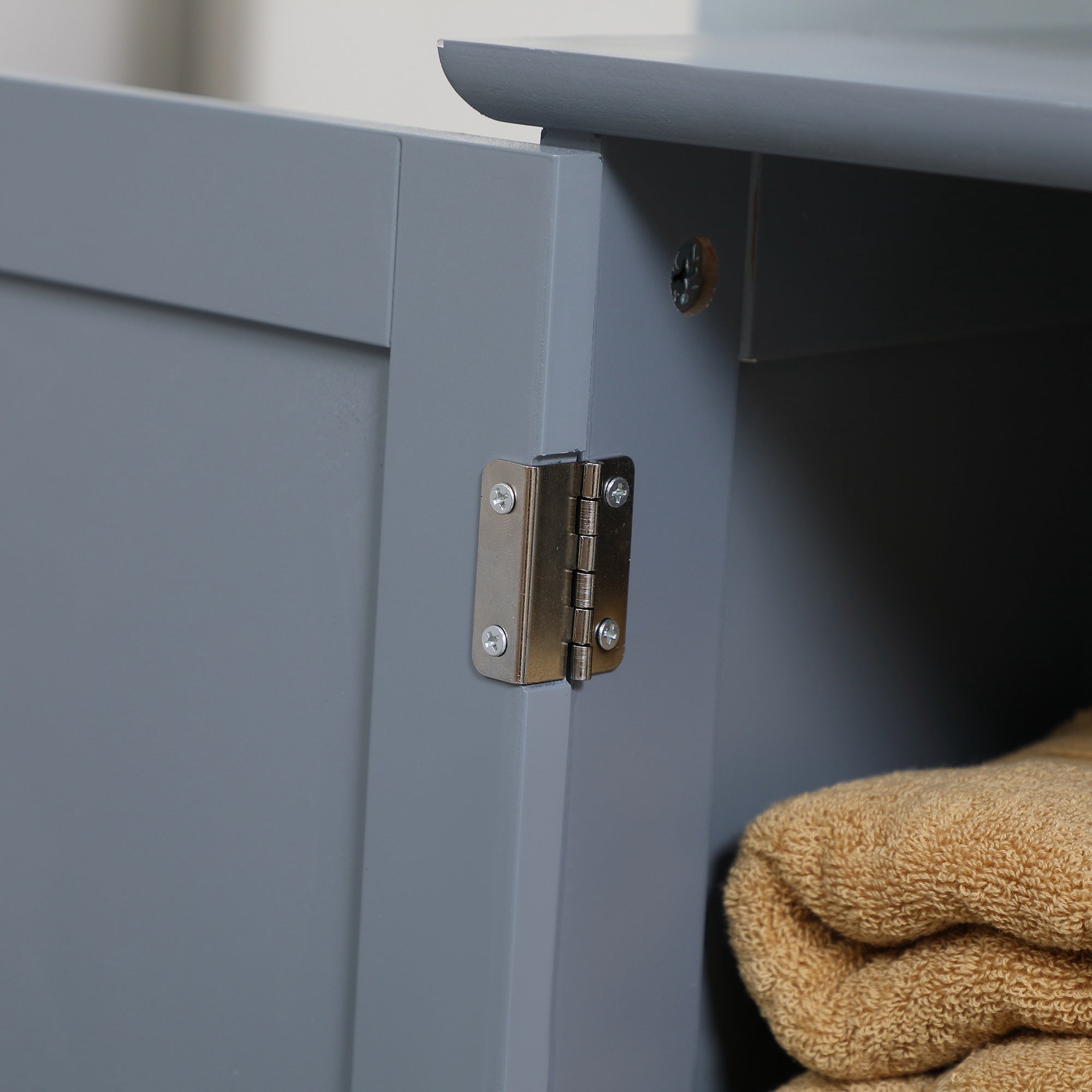HOMCOM Under Sink Bathroom Cabinet with 2 Doors and Shelf, Pedestal Sink Bathroom Vanity Furniture, Grey