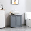 HOMCOM Under Sink Bathroom Cabinet with 2 Doors and Shelf, Pedestal Sink Bathroom Vanity Furniture, Grey
