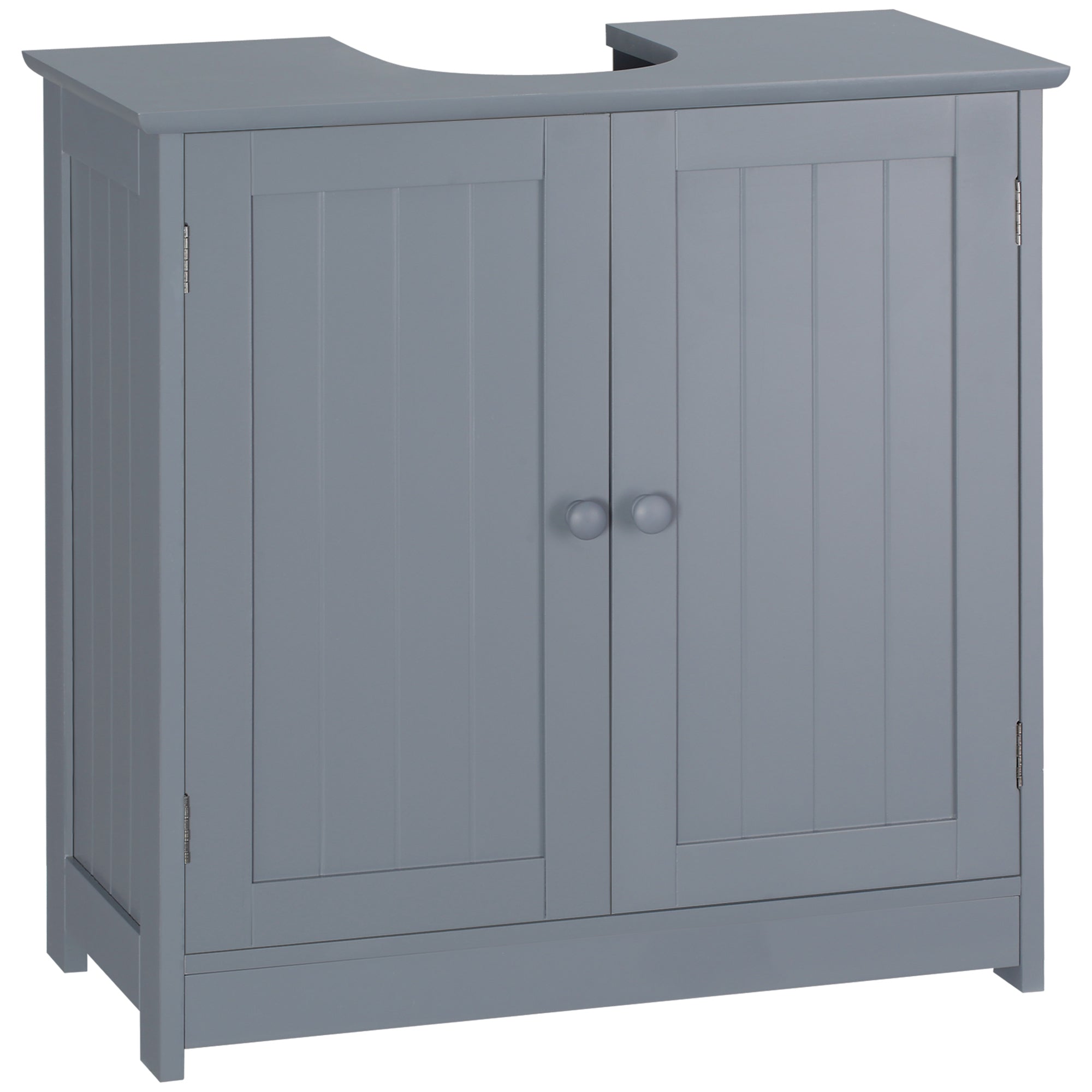 HOMCOM Under Sink Bathroom Cabinet with 2 Doors and Shelf, Pedestal Sink Bathroom Vanity Furniture, Grey