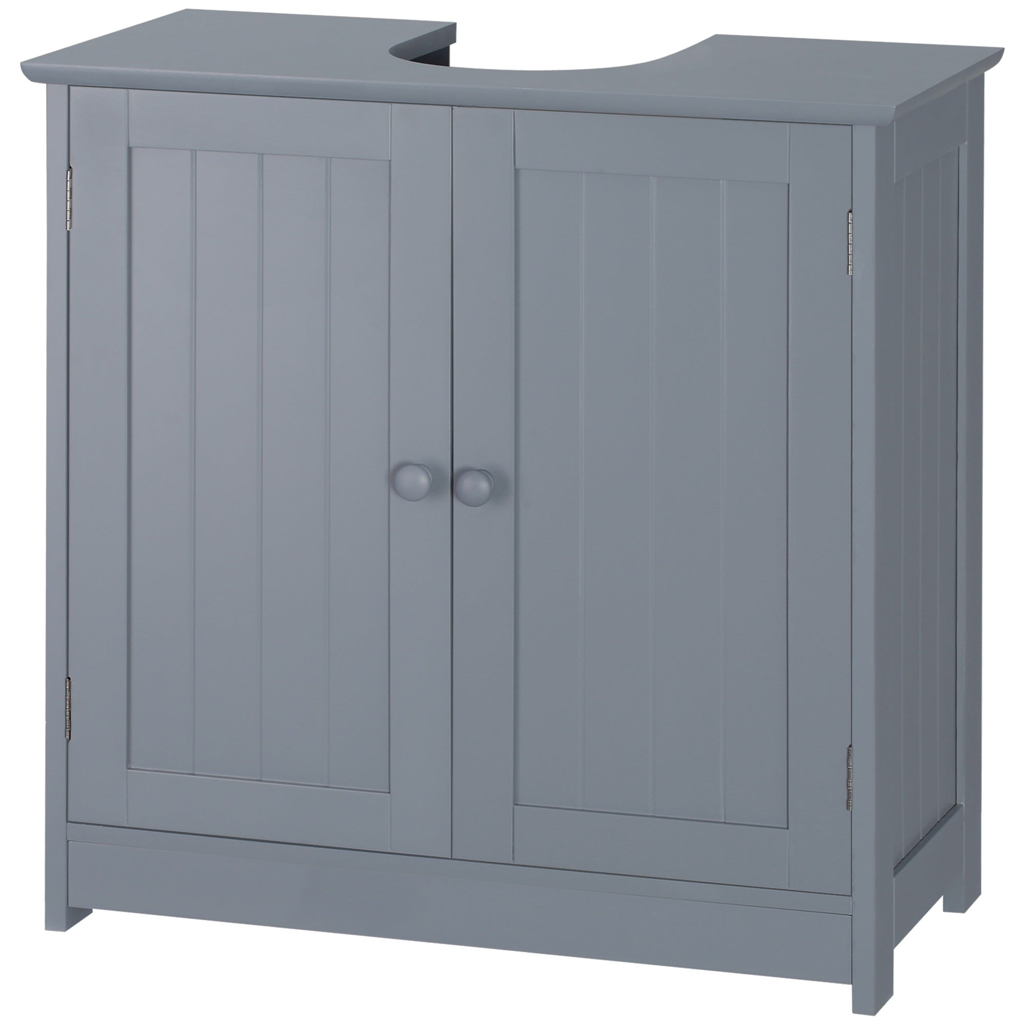 HOMCOM Under Sink Bathroom Cabinet with 2 Doors and Shelf, Pedestal Sink Bathroom Vanity Furniture, Grey
