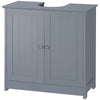 HOMCOM Under Sink Bathroom Cabinet with 2 Doors and Shelf, Pedestal Sink Bathroom Vanity Furniture, Grey