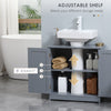 HOMCOM Under Sink Bathroom Cabinet with 2 Doors and Shelf, Pedestal Sink Bathroom Vanity Furniture, Grey