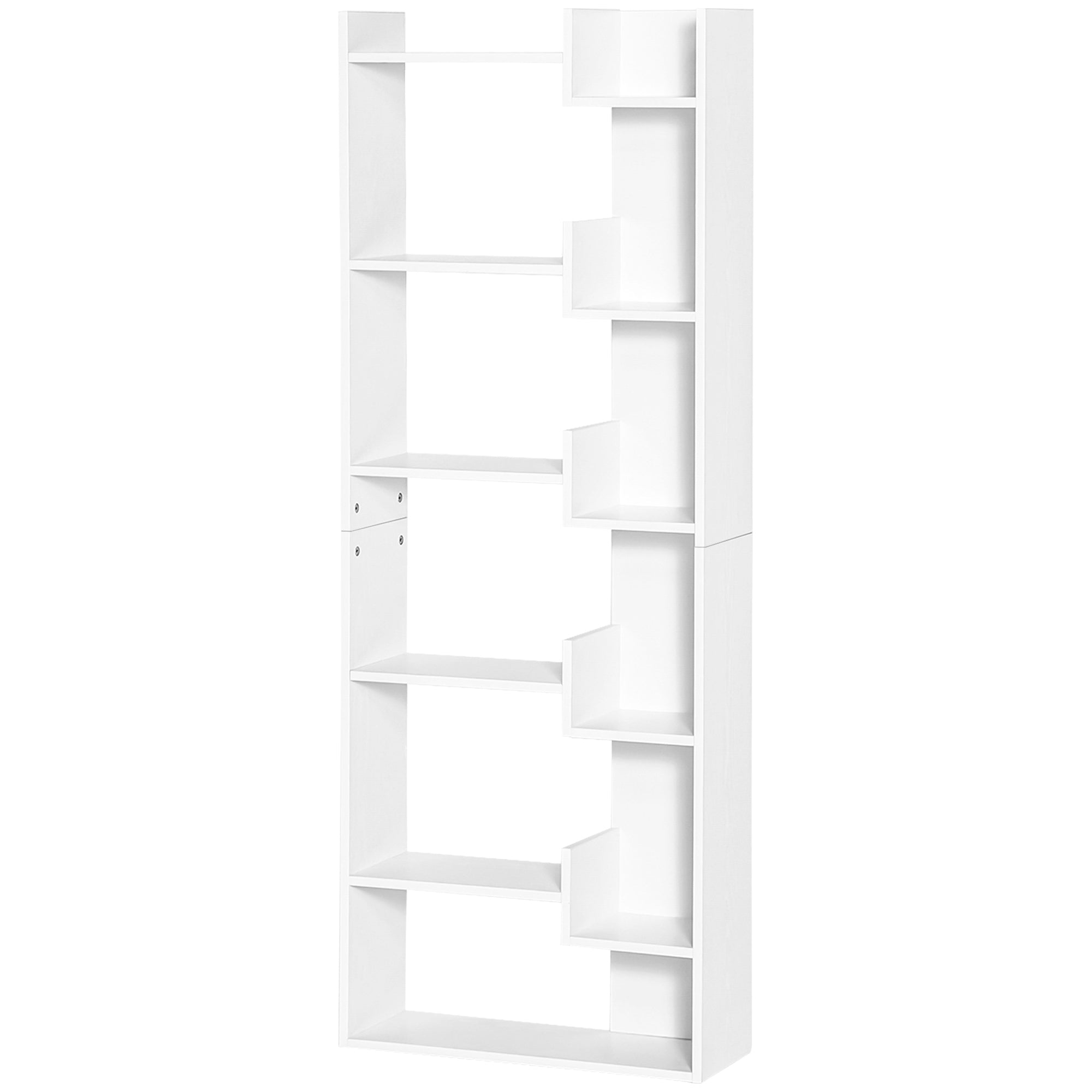 HOMCOM 6-Tier Tall Bookcase, Modern Storage Bookshelf, Display Shelves, Floor Standing Shelving, Display Rack for Living Room, Home Office, White