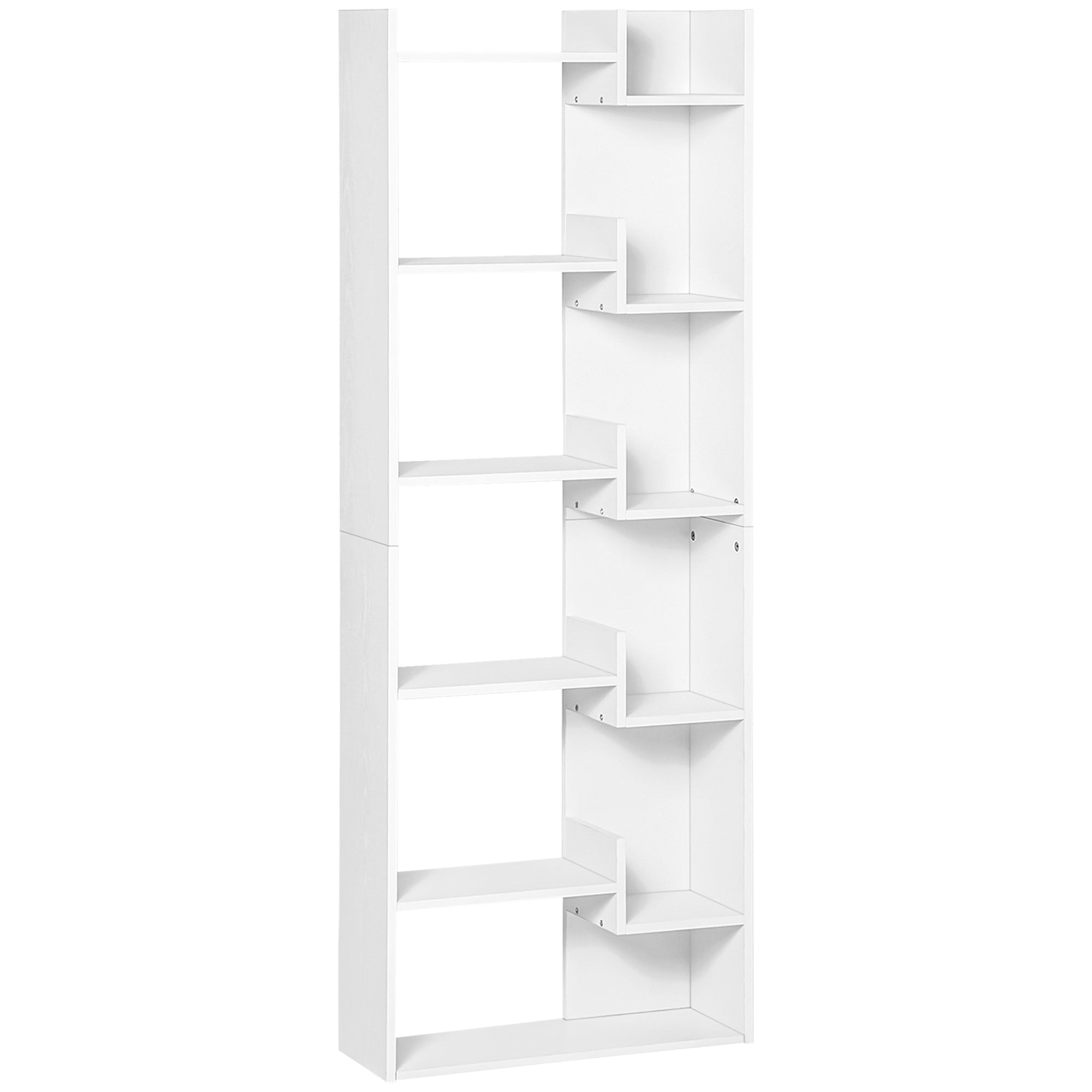 HOMCOM 6-Tier Tall Bookcase, Modern Storage Bookshelf, Display Shelves, Floor Standing Shelving, Display Rack for Living Room, Home Office, White