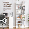 HOMCOM 6-Tier Tall Bookcase, Modern Storage Bookshelf, Display Shelves, Floor Standing Shelving, Display Rack for Living Room, Home Office, White