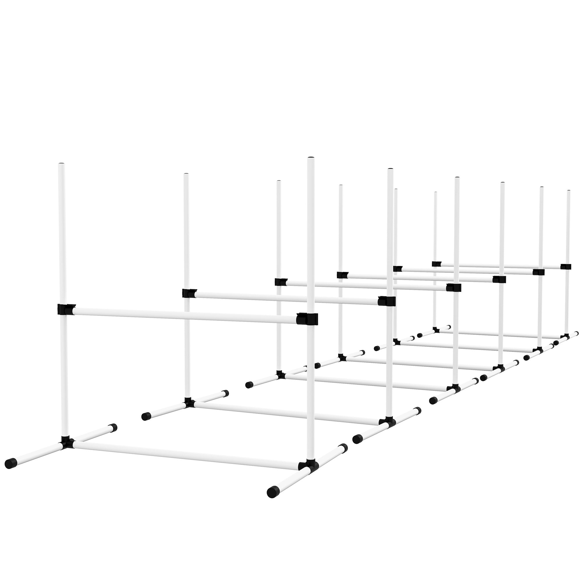 PawHut Set of 6 Dog Training Agility Gear Adjustable Jump Bar Pet Exercise Kit with Carrying Bag (White)