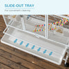 PawHut 71" Bird Cage, 3 Tier Large Parrot Cage with Wheels, Perches, Ramp, Storage Shelf, Toys for Canaries, Finches, Cockatiels, Parakeets, White