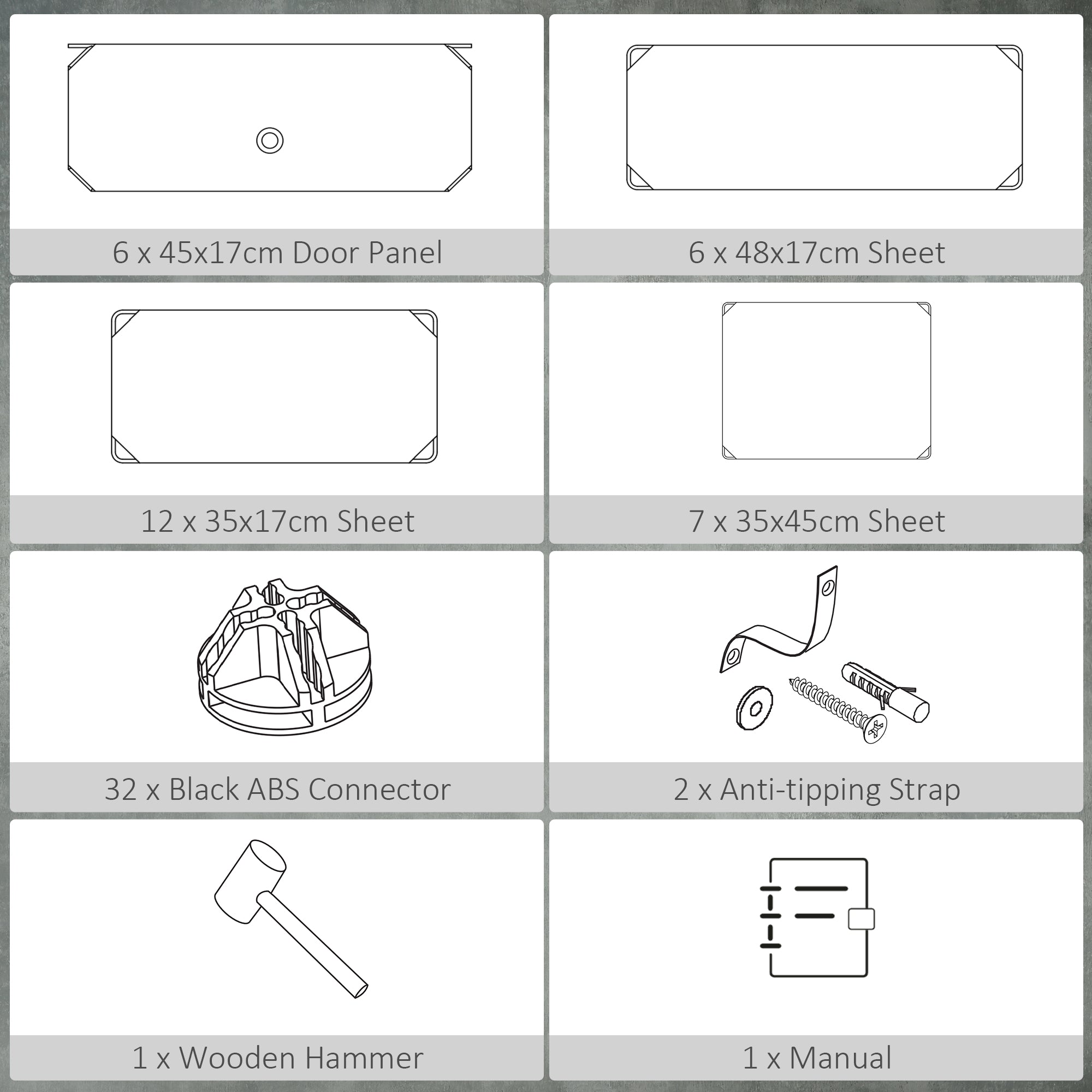 HOMCOM Cube Storage Organizer, DIY 6-Cube Modular Cabinet, Shoe Rack with Doors for Living Room, Black